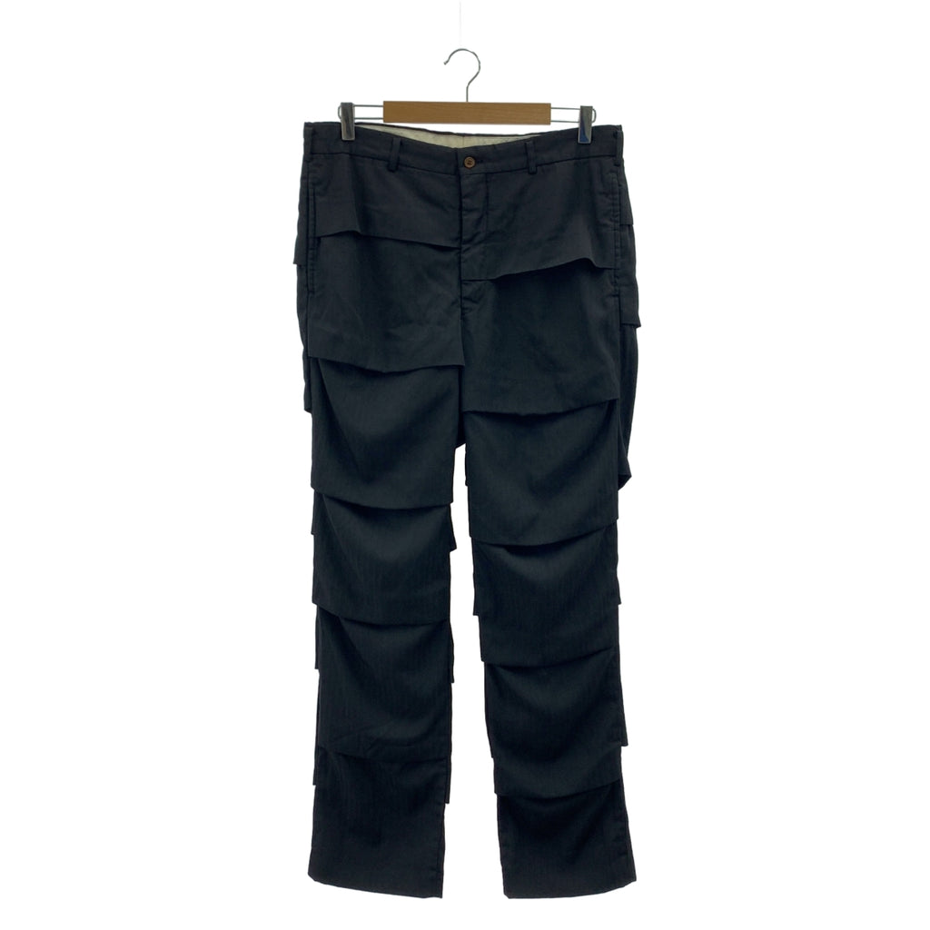 COMME des GARCONS HOMME PLUS / コムデギャルソンオムプリュス | 2019SS | ポリエステル 製品加工 ジャガード 蛇腹 スラックス パンツ / 総裏地 | L | メンズ