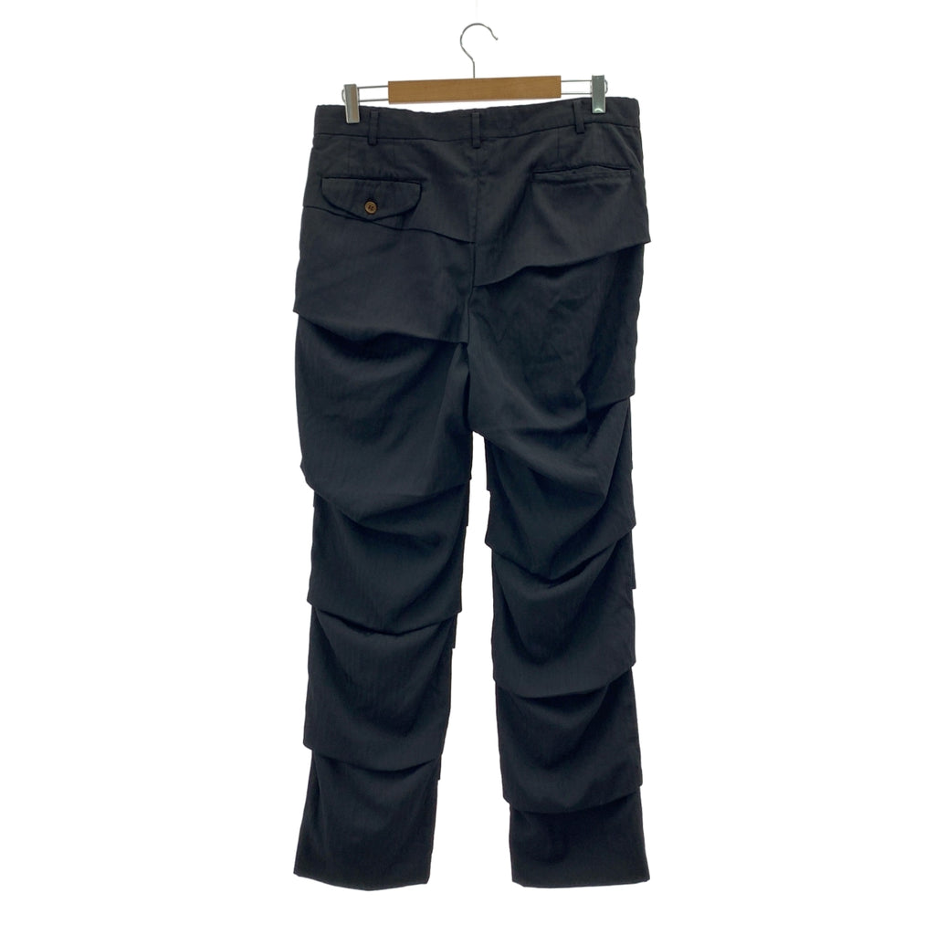 COMME des GARCONS HOMME PLUS / コムデギャルソンオムプリュス | 2019SS | ポリエステル 製品加工 ジャガード 蛇腹 スラックス パンツ / 総裏地 | L | メンズ