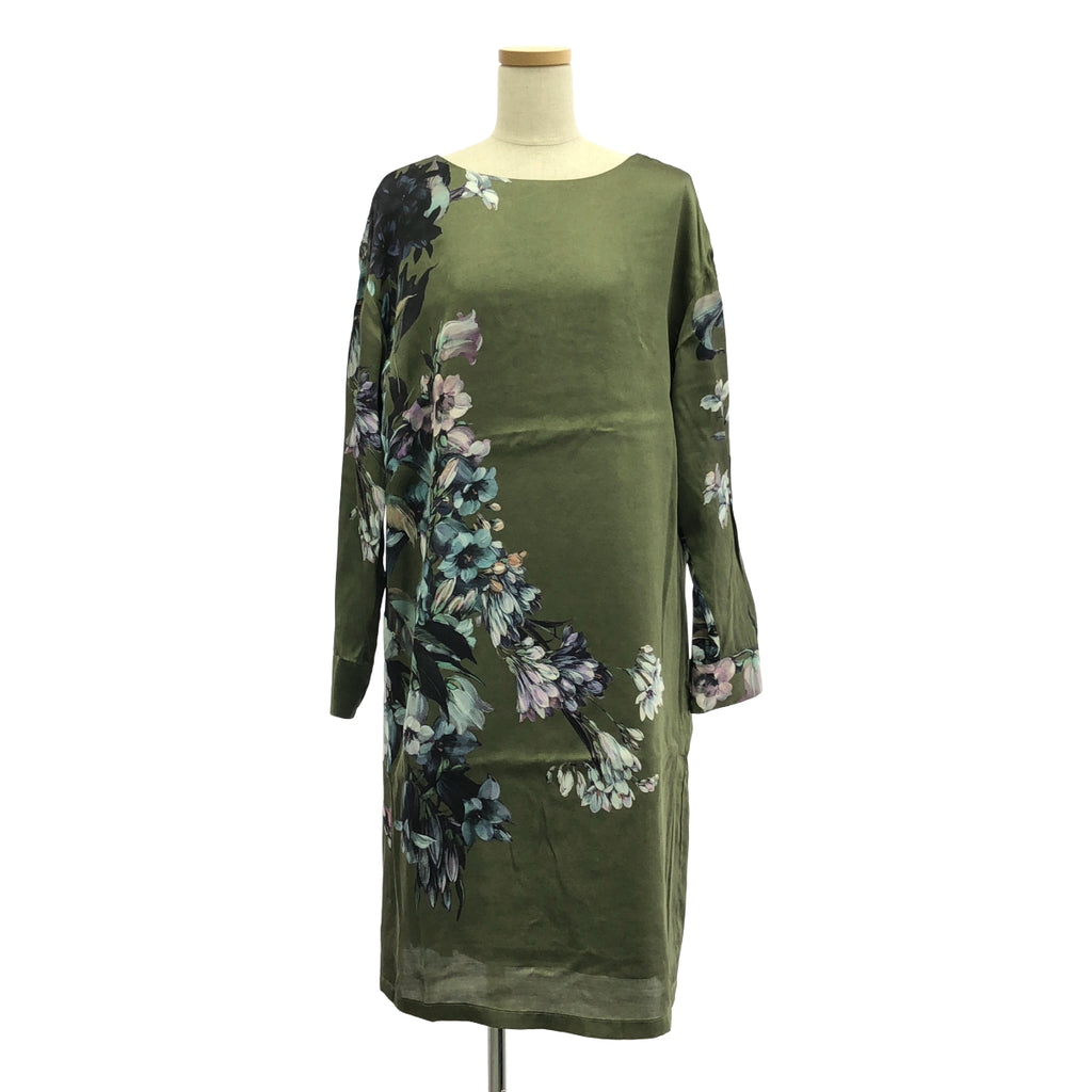 DRIES VAN NOTEN | 2023AW | 花卉印花套頭洋裝 | 36 | 卡其色/海軍藍 | 女款