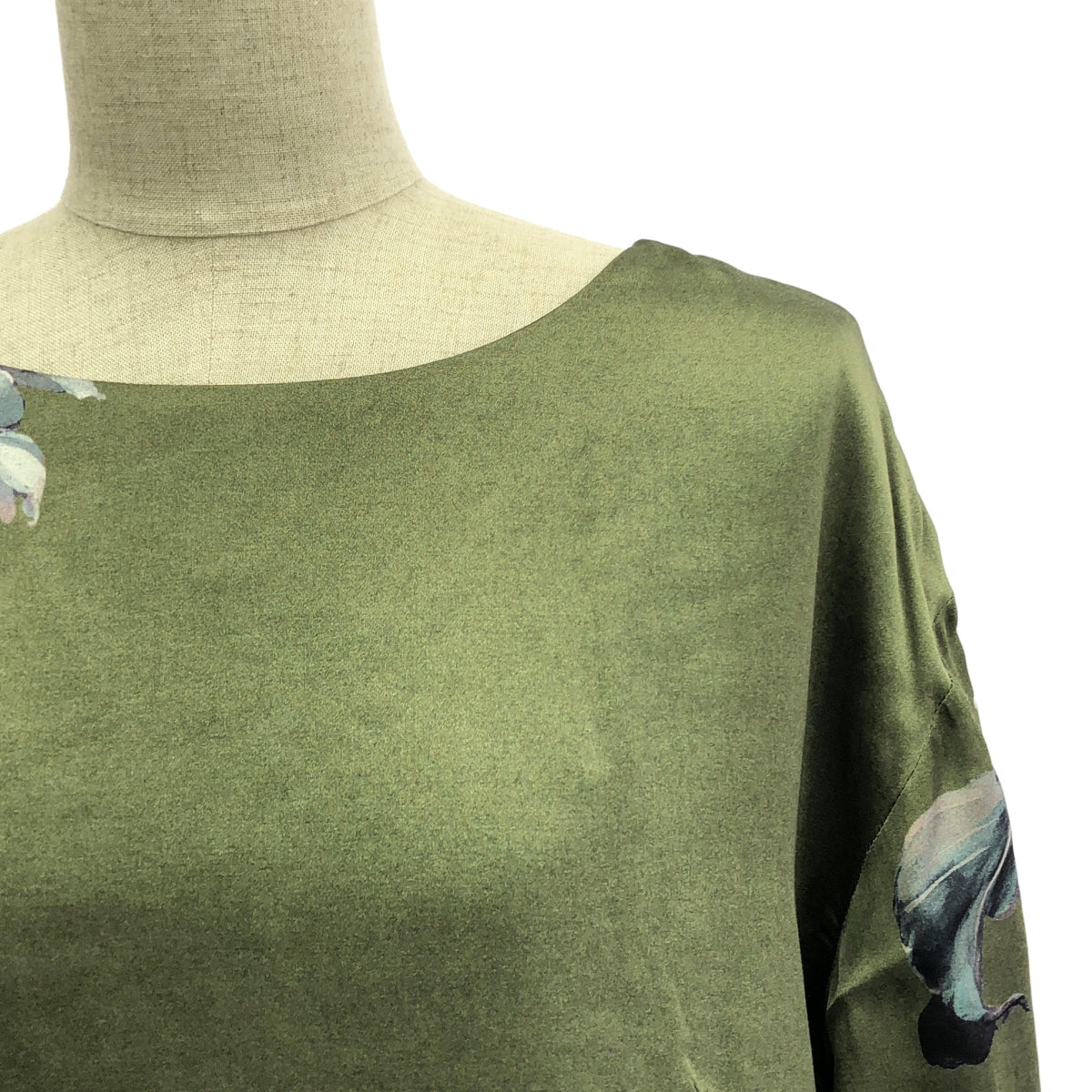 DRIES VAN NOTEN / ドリスヴァンノッテン | 2023AW | フラワープリント プルオーバー ワンピース | 36 | カーキ/ネイビー | レディース