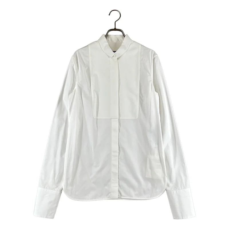 JIL SANDER / ジルサンダー | コットン フロント スタンドカラー ドレスシャツ | 32 | レディース