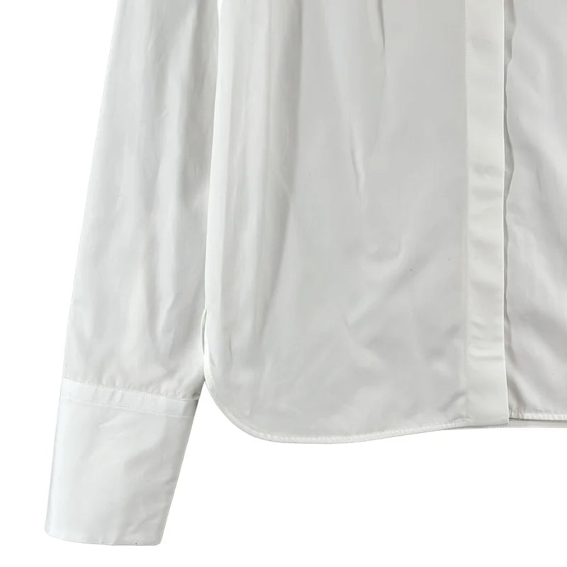 JIL SANDER / ジルサンダー | コットン フロント スタンドカラー ドレスシャツ | 32 | レディース