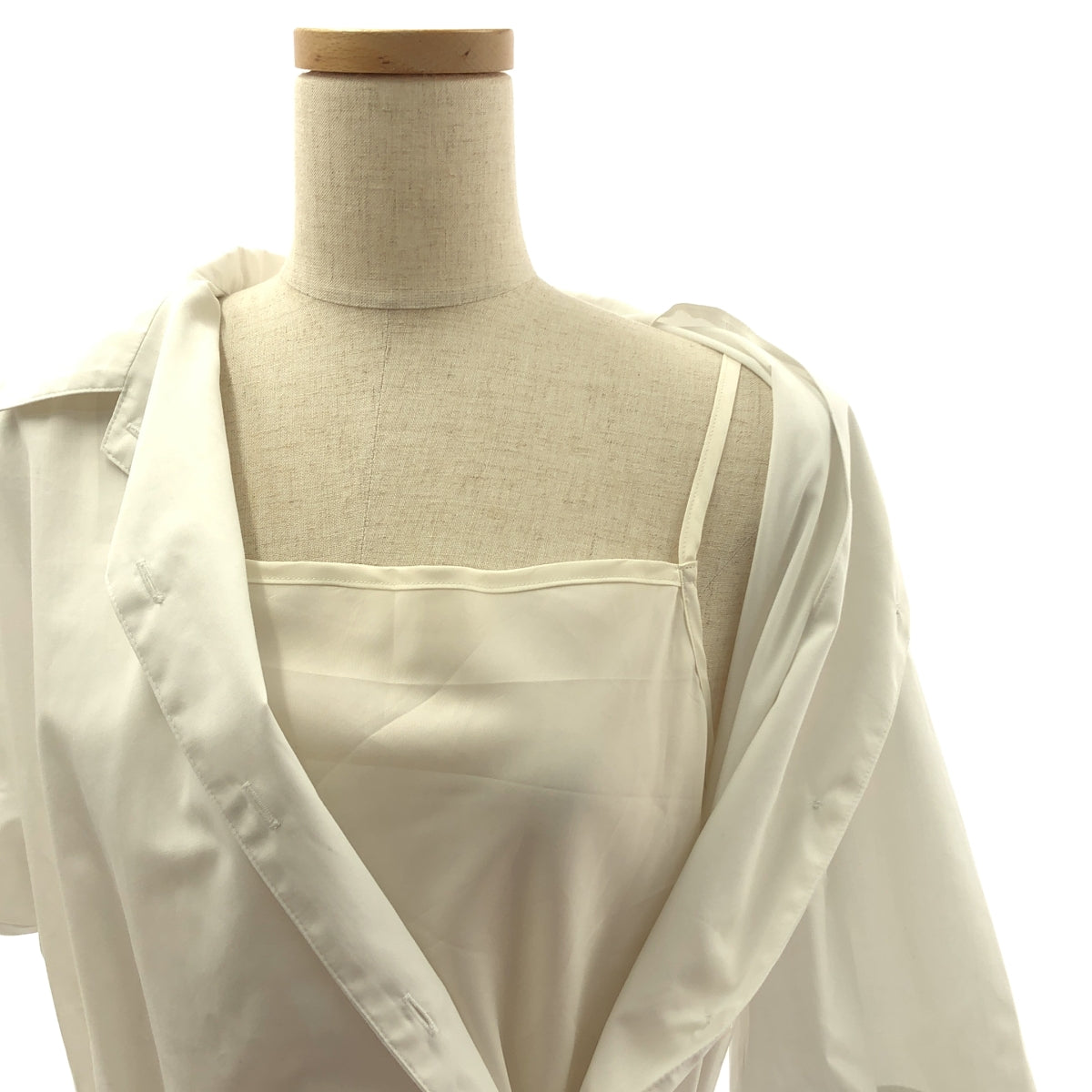 【美品】  BLUE LABEL CRESTBRIDGE / ブルーレーベル・クレストブリッジ | クレストブリッジチェック 切替 オープンカラー 半袖 シャツワンピース | S | ホワイト | レディース