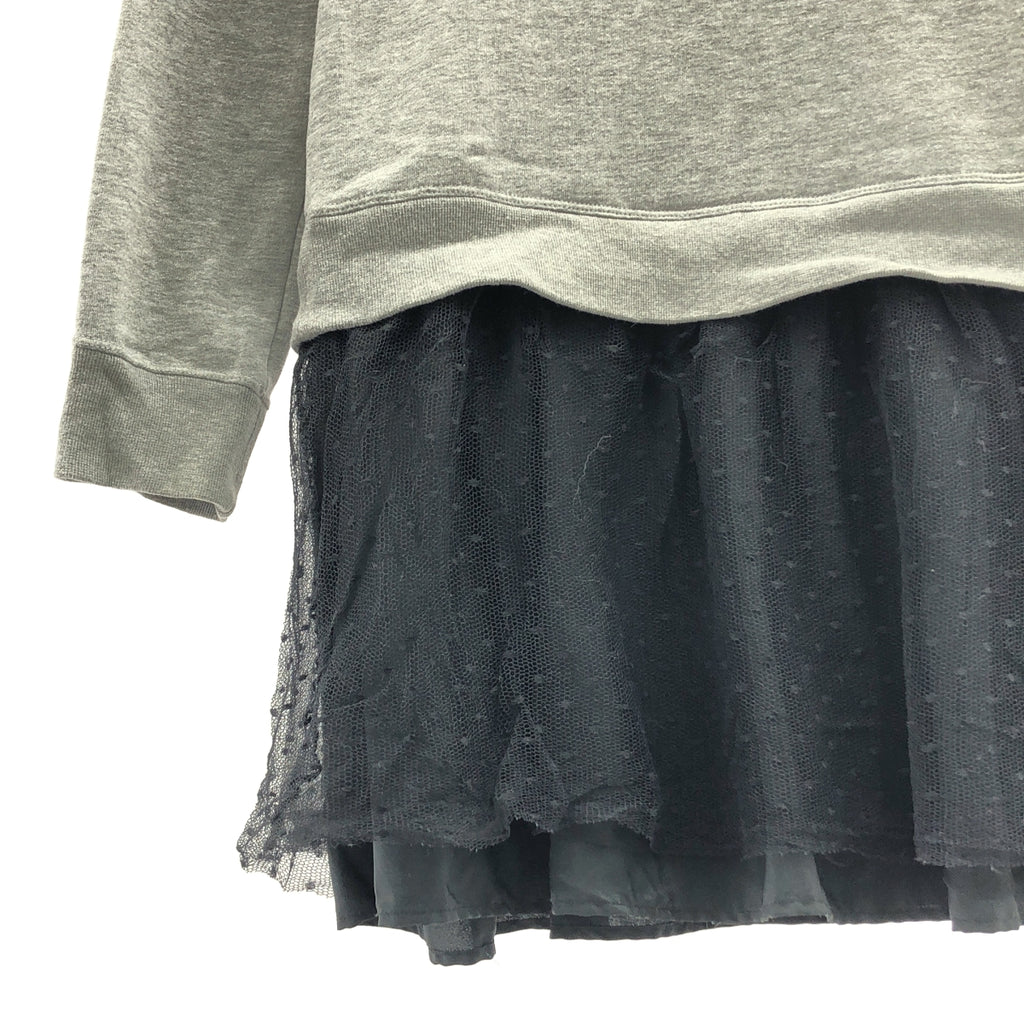 RED VALENTINO / 레드 발렌티노 | 리본 장식 튜 도킹 스웨트 원피스 | S | 그레이 | 여성