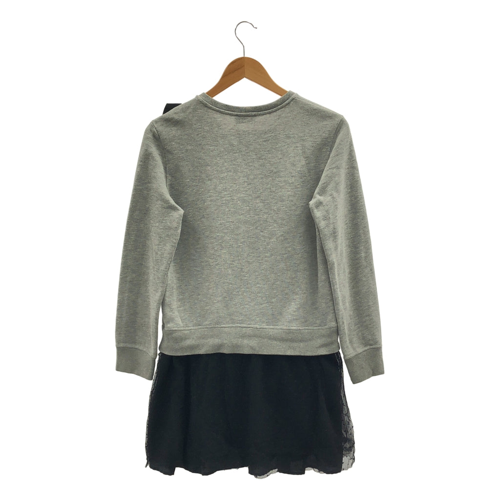 RED VALENTINO / 레드 발렌티노 | 리본 장식 튜 도킹 스웨트 원피스 | S | 그레이 | 여성