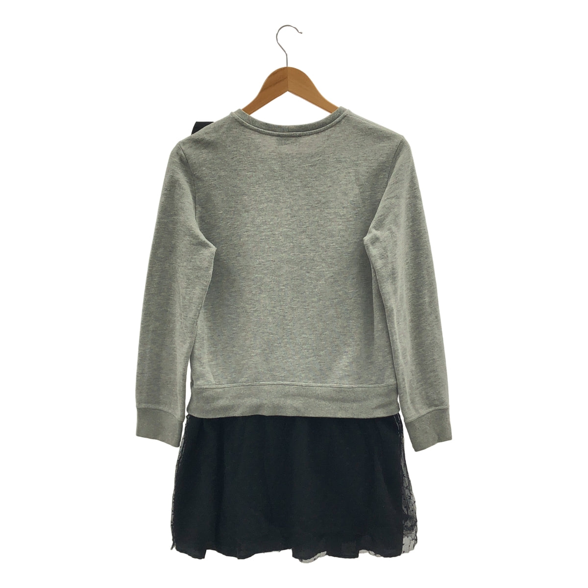 RED VALENTINO / レッドヴァレンティノ | リボン装飾 チュールドッキング スウェット ワンピース | S | グレー | レディース