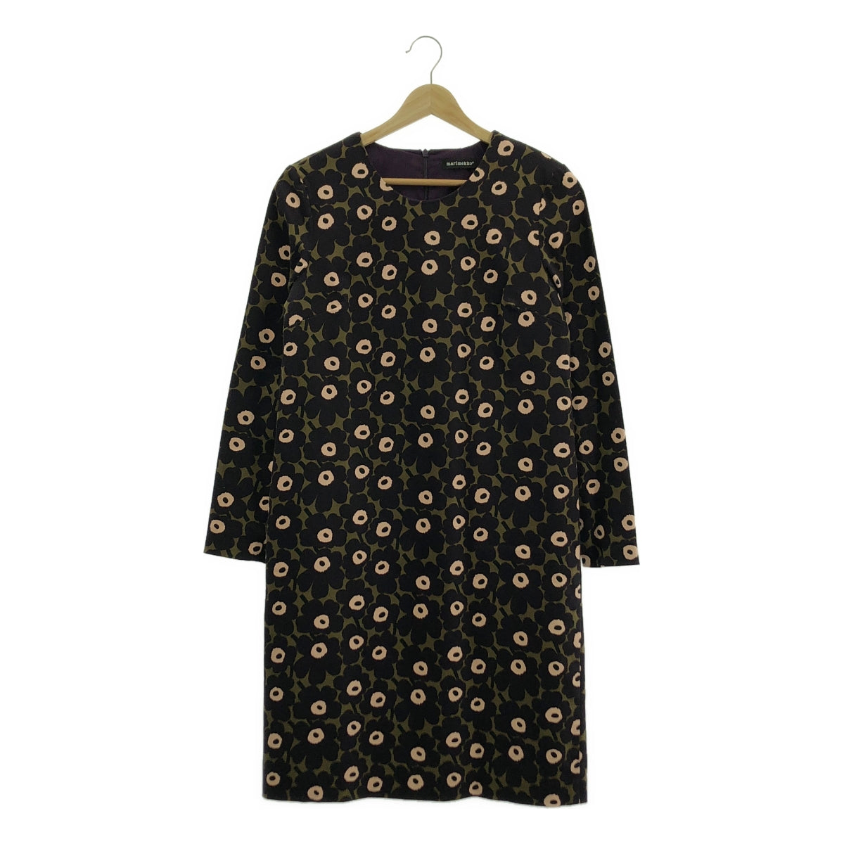 【美品】  marimekko / マリメッコ | SANJA DRESS ウニッコ 総柄 ワンピース | 34 | パープル / カーキ | レディース