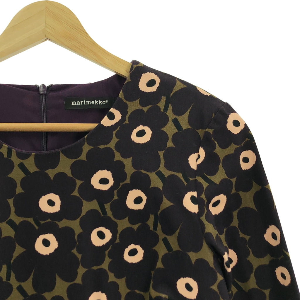 【美品】  marimekko / マリメッコ | SANJA DRESS ウニッコ 総柄 ワンピース | 34 | パープル / カーキ | レディース