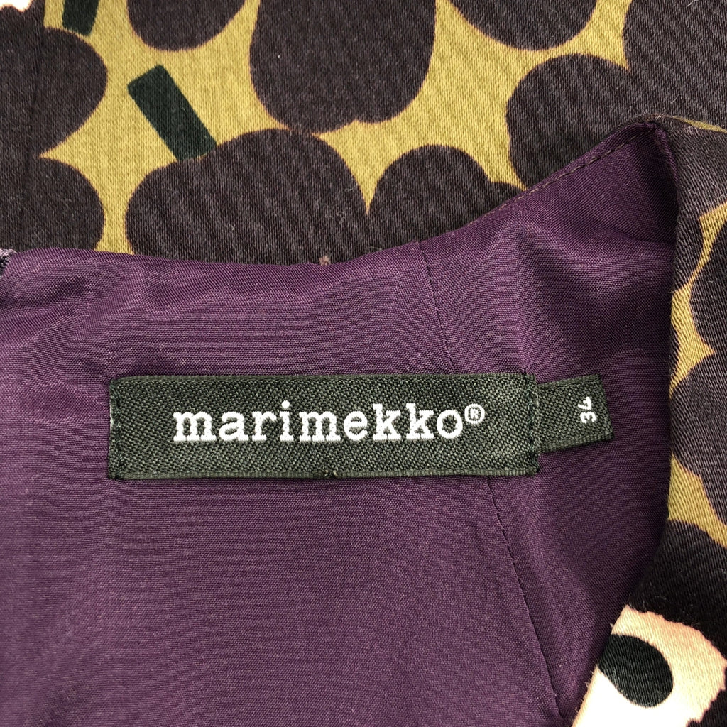 【美品】  marimekko / マリメッコ | SANJA DRESS ウニッコ 総柄 ワンピース | 34 | パープル / カーキ | レディース