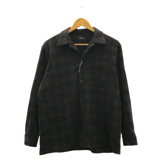 【美品】  COMOLI / コモリ | ウールチェック オープンカラーシャツ / S03-02008 | 1 | brown | メンズ