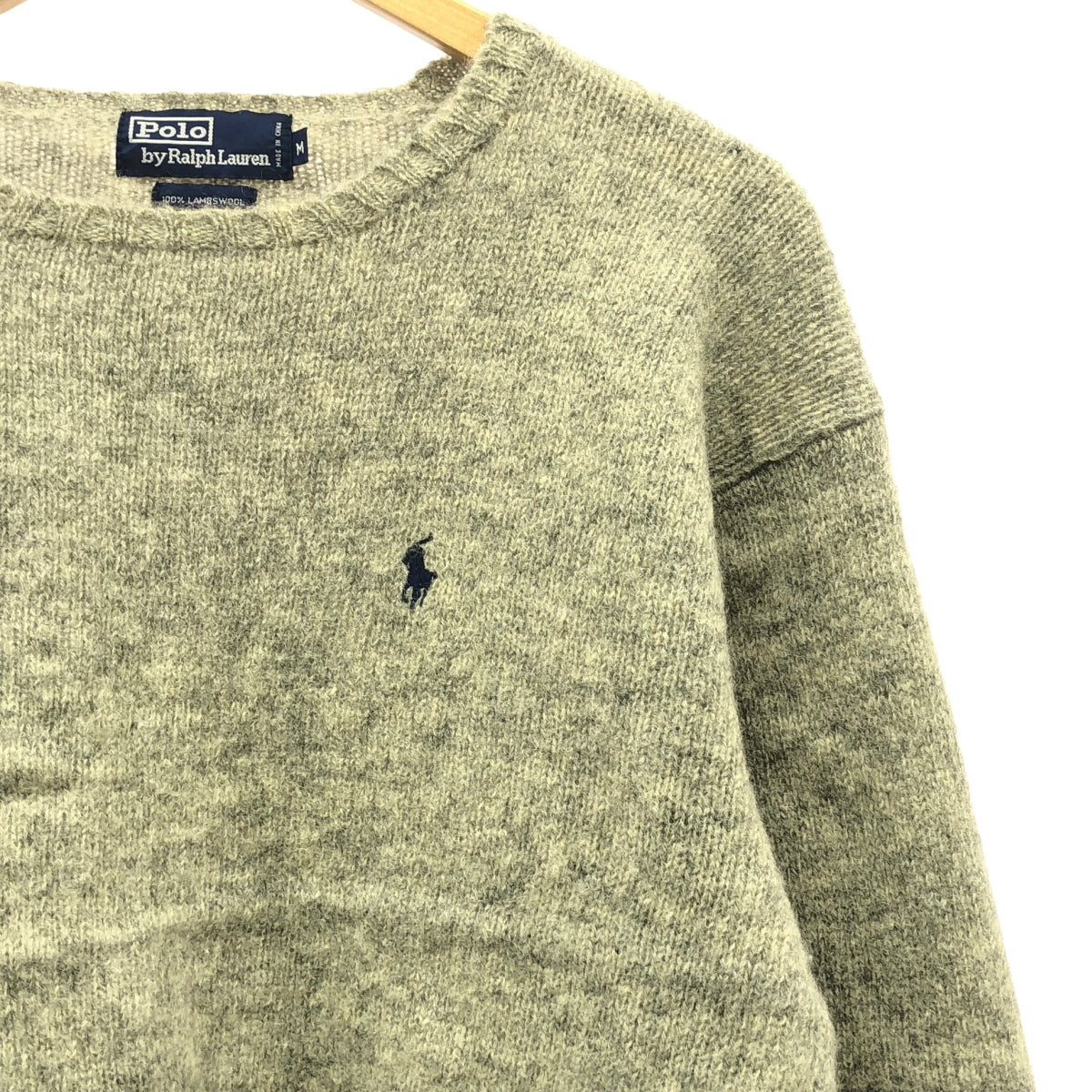 POLO RALPH LAUREN / ポロラルフローレン | 90s ヴィンテージ ウール プルオーバー ニット | M | グレー | メンズ