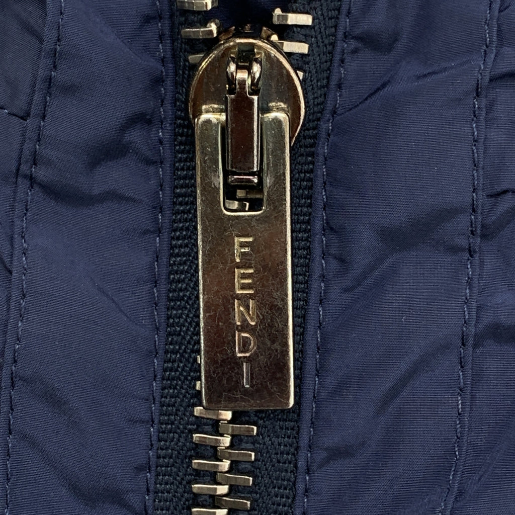 FENDI / フェンディ | ナイロン ロゴジップ ドローストリング オーバーコート フーディ / ケーブルニット総裏地 | 48 | メンズ