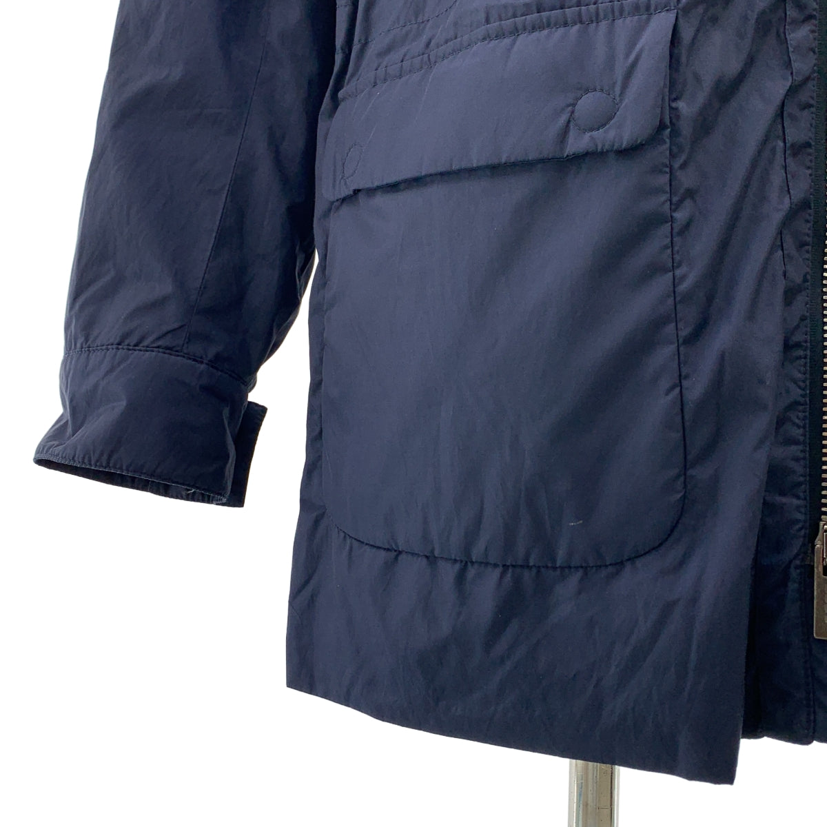 FENDI / フェンディ | ナイロン ロゴジップ ドローストリング オーバーコート フーディ / ケーブルニット総裏地 | 48 | メンズ