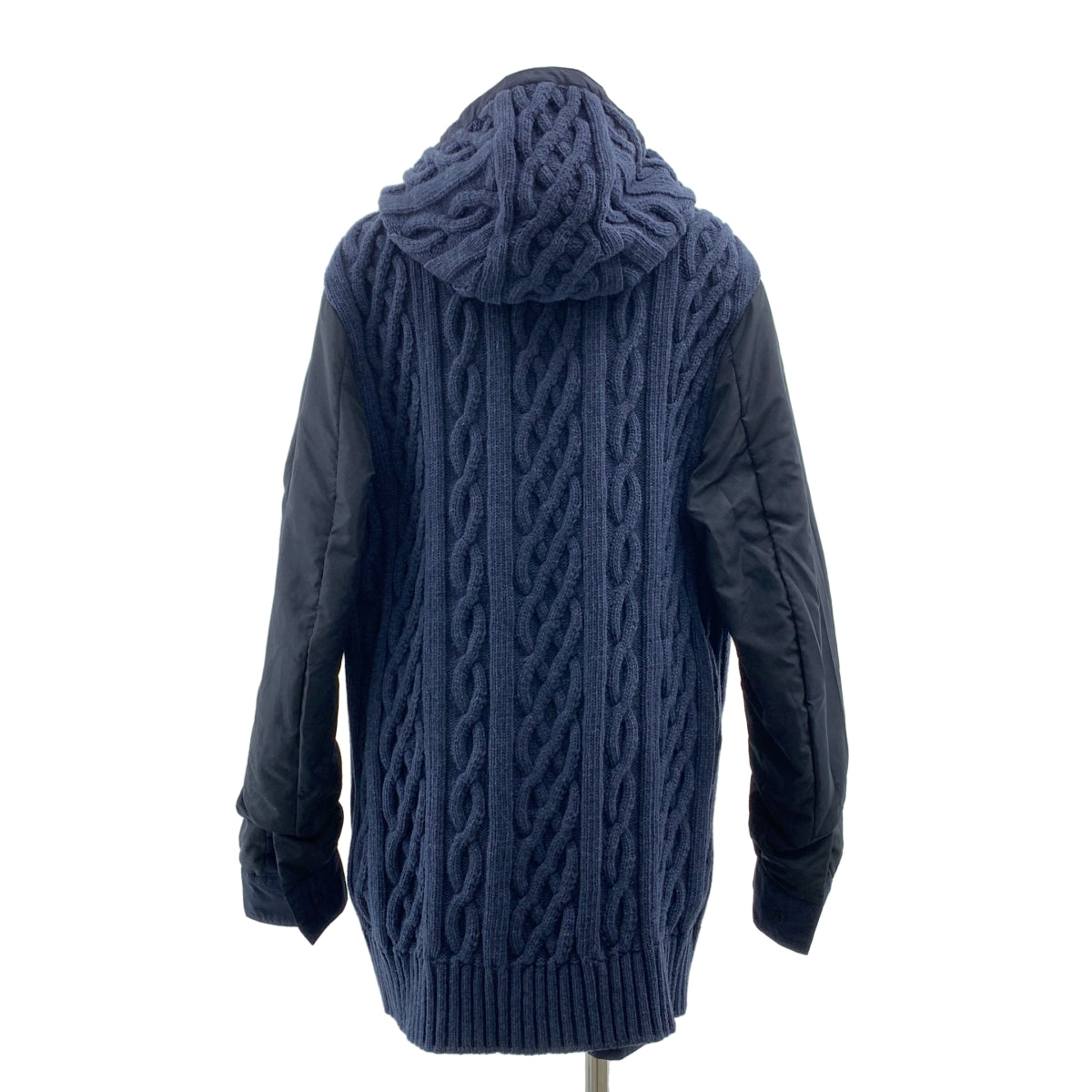 FENDI / フェンディ | ナイロン ロゴジップ ドローストリング オーバーコート フーディ / ケーブルニット総裏地 | 48 | メンズ