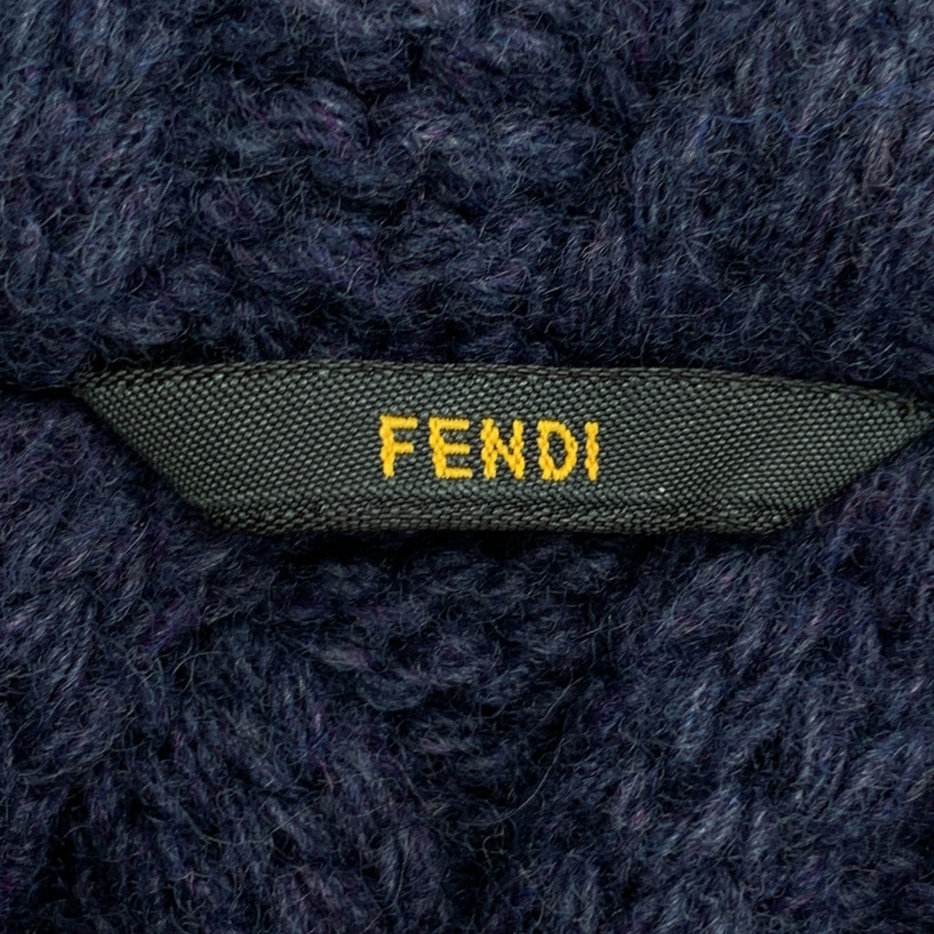 FENDI / フェンディ | ナイロン ロゴジップ ドローストリング オーバーコート フーディ / ケーブルニット総裏地 | 48 | メンズ