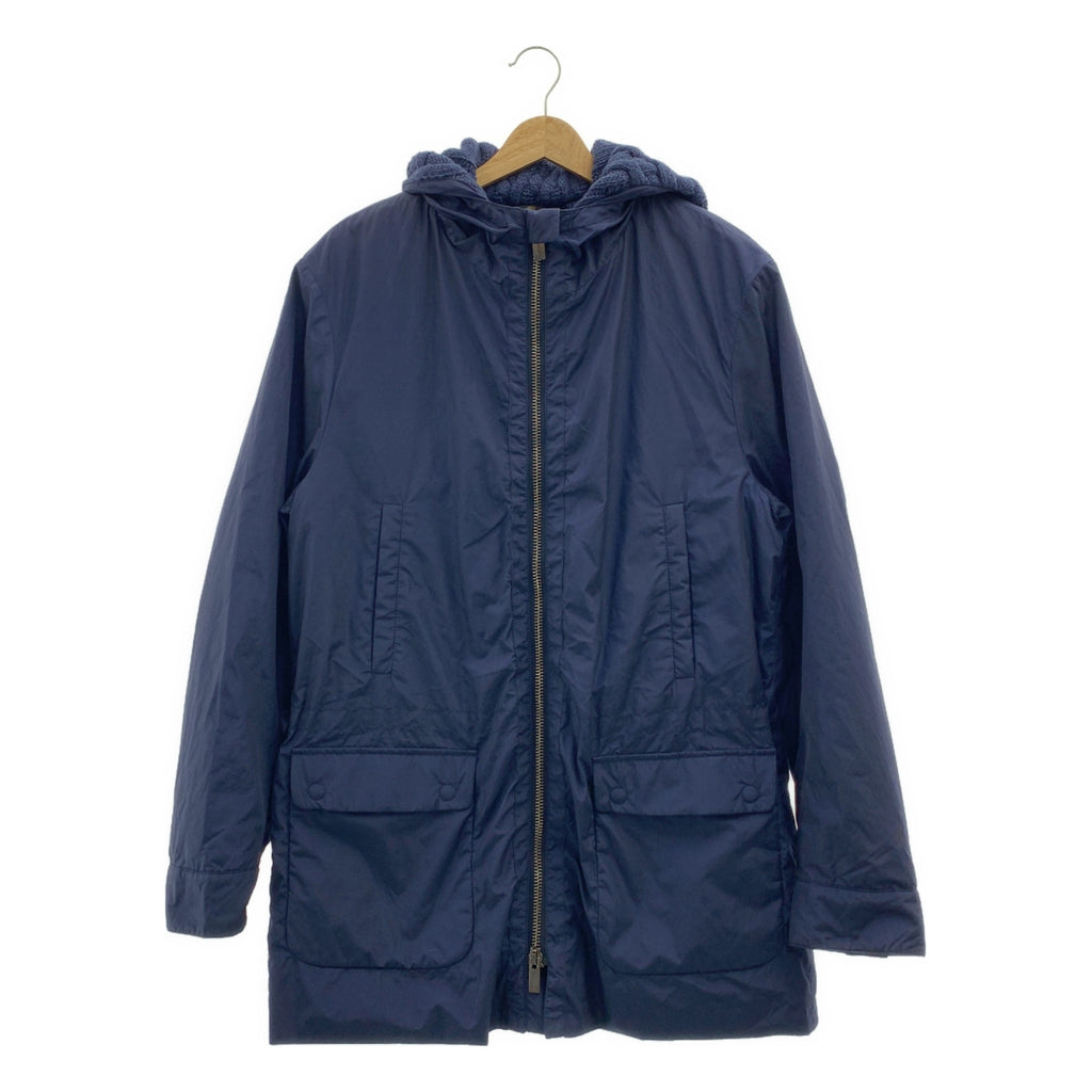 FENDI / フェンディ | ナイロン ロゴジップ ドローストリング オーバーコート フーディ / ケーブルニット総裏地 | 48 | メンズ