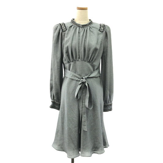 BOTTEGA VENETA | Studded and bejeweled belted dress | Grey | Women's