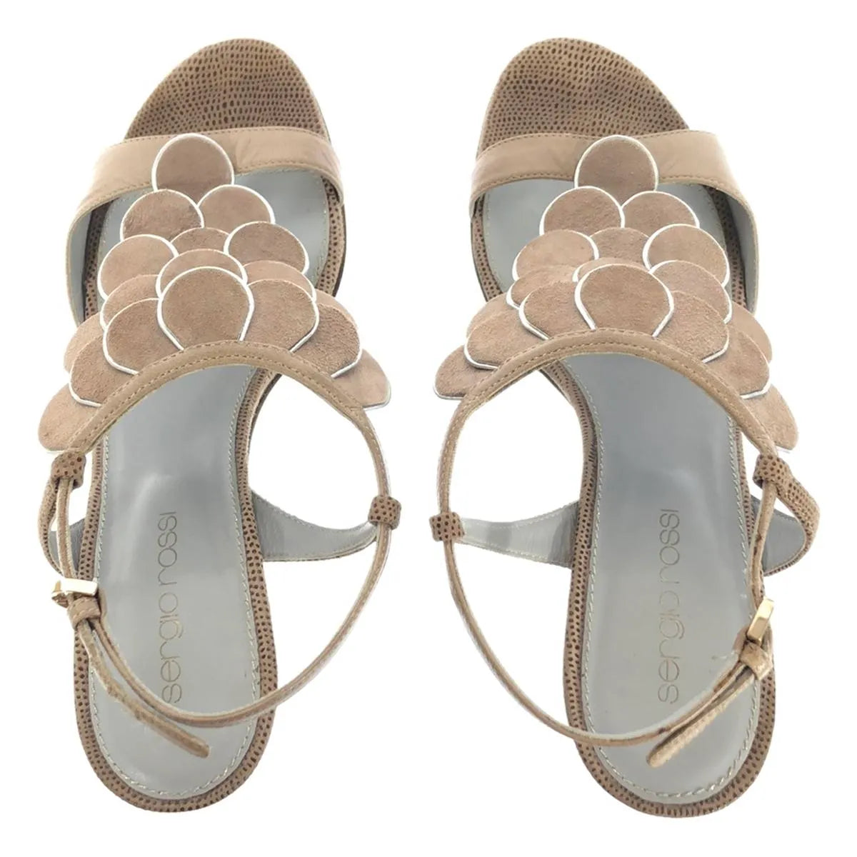 塞爾吉奧·羅西 / 塞爾吉奧·羅西 |絨面革鱗片圖案踝帶高跟涼鞋 | 36 |灰色 |女性的