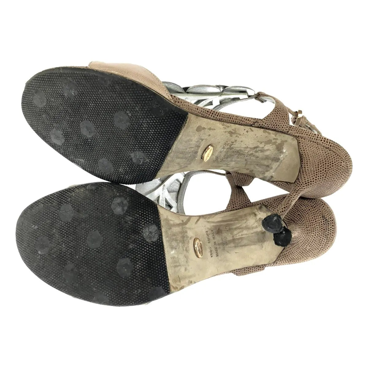 塞爾吉奧·羅西 / 塞爾吉奧·羅西 |絨面革鱗片圖案踝帶高跟涼鞋 | 36 |灰色 |女性的