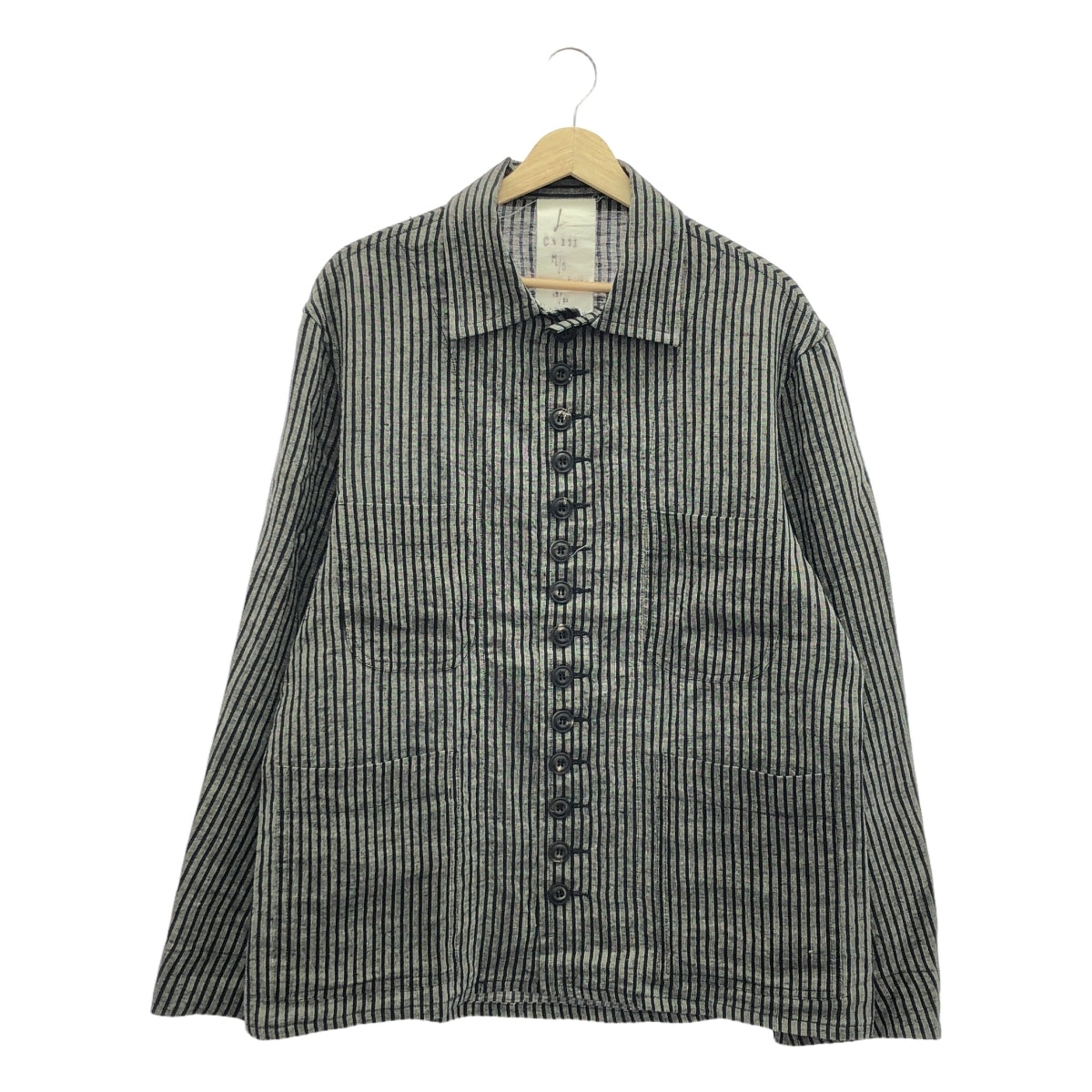 JOHN ALEXANDER SKELTON / ジョンアレキサンダースケルトン | 2020AW | ストライプ リネン シャツジャケット | M/S | グレー / ブラック | メンズ