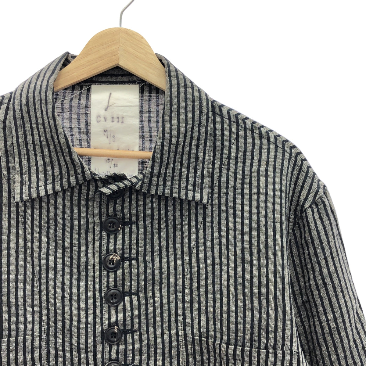JOHN ALEXANDER SKELTON / ジョンアレキサンダースケルトン | 2020AW | ストライプ リネン シャツジャケット | M/S | グレー / ブラック | メンズ