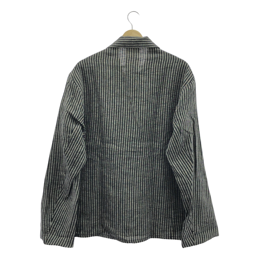 JOHN ALEXANDER SKELTON / ジョンアレキサンダースケルトン | 2020AW | ストライプ リネン シャツジャケット | M/S | グレー / ブラック | メンズ