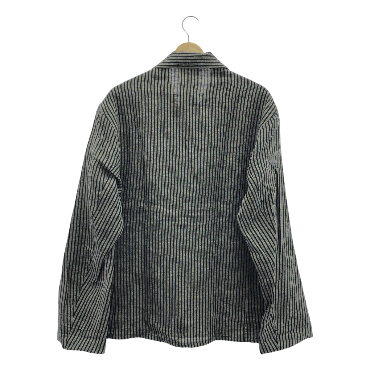 JOHN ALEXANDER SKELTON / ジョンアレキサンダースケルトン | 2020AW | ストライプ リネン シャツジャケット | M/S | グレー / ブラック | メンズ