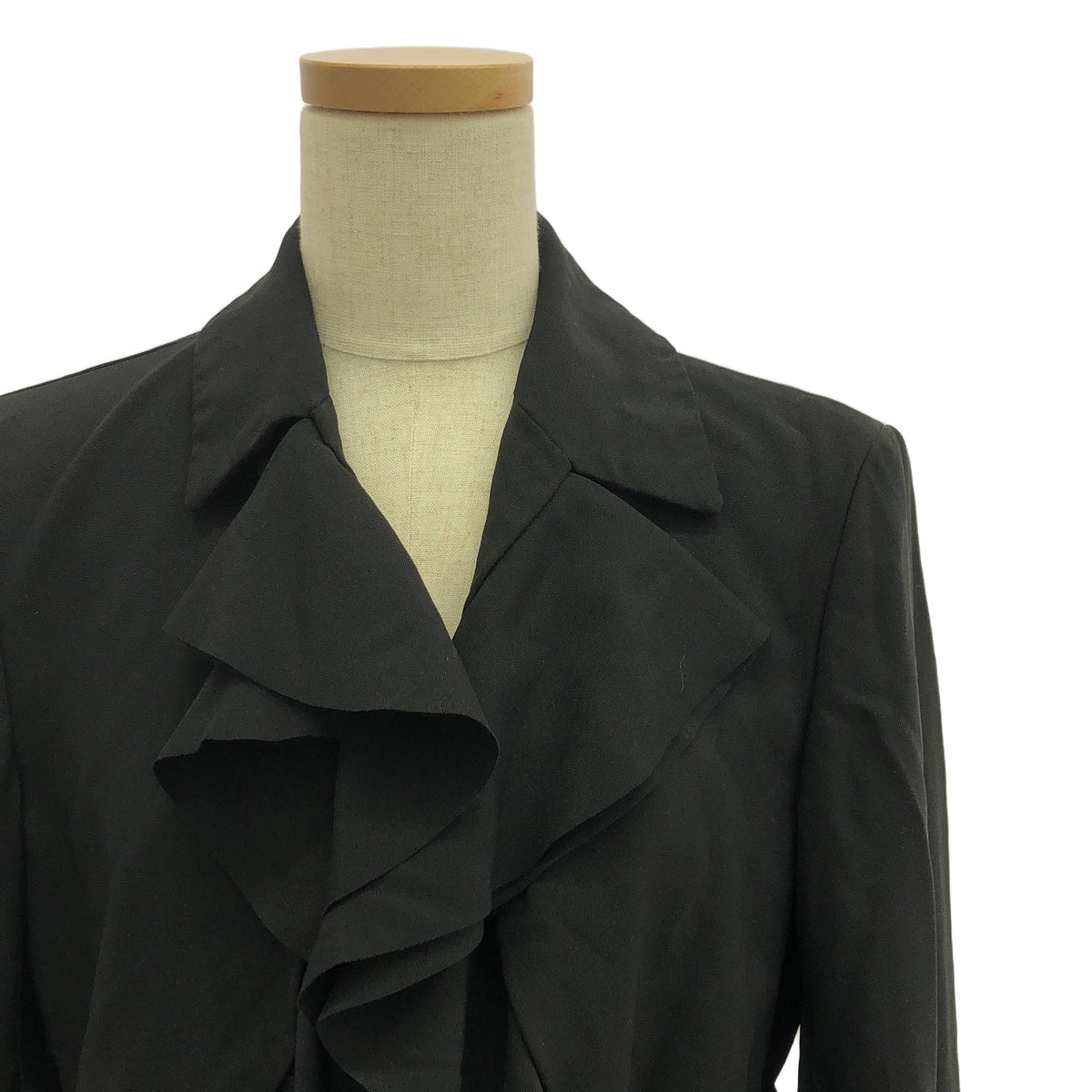 [品相良好] COMME des GARCONS | 2008AW |聚酯加工荷葉邊單外套 | M |黑色 |女性的