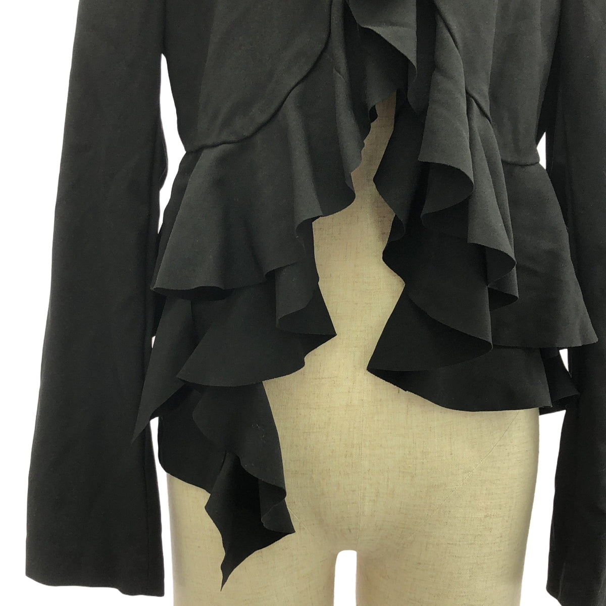 【美品】  COMME des GARCONS / コムデギャルソン | 2008AW | ポリエステル 製品加工 フリル シングルジャケット | M | ブラック | レディース