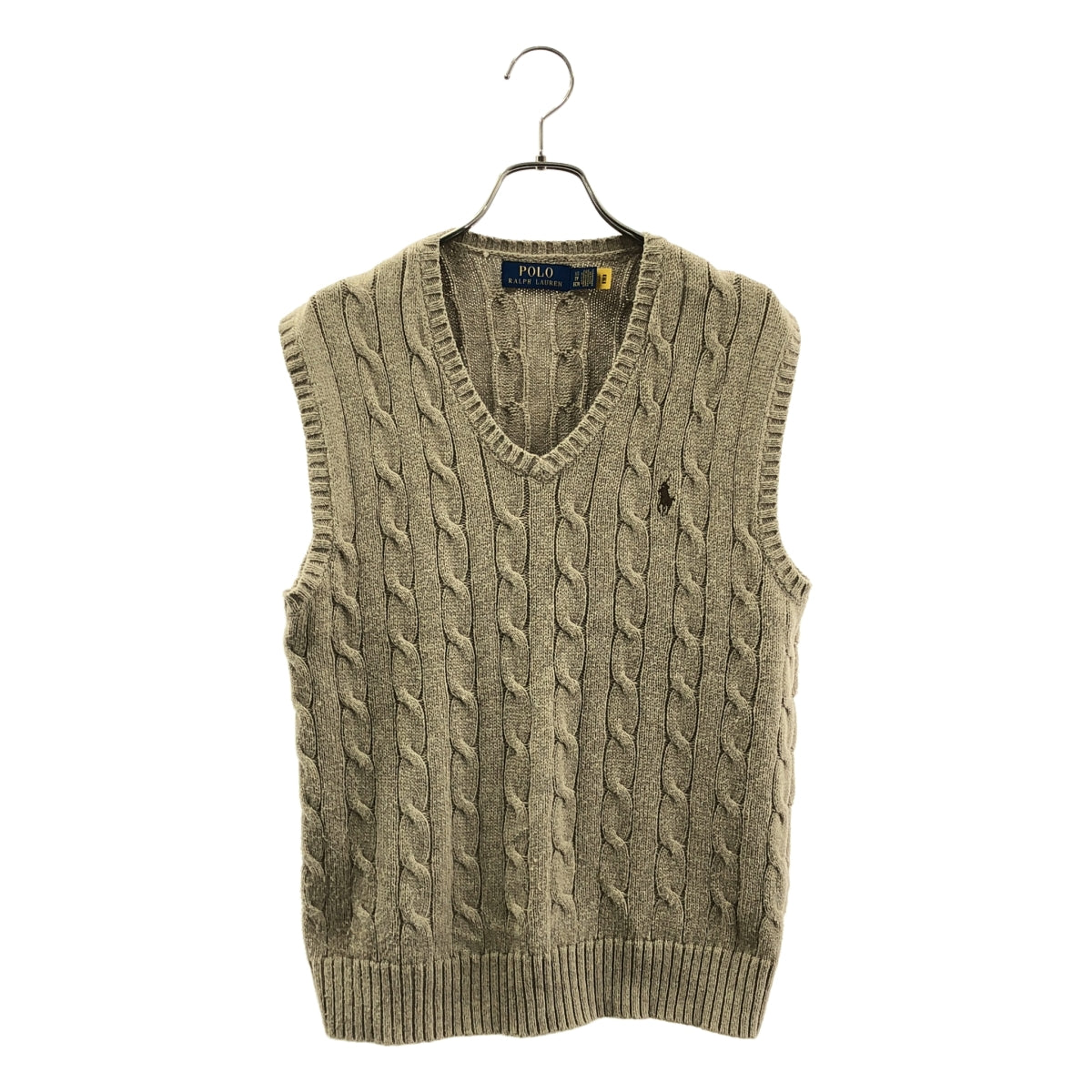 POLO RALPH LAUREN / 폴로랄프로렌 | 코튼 원포인트 포니 케이블 니트 베스트 | XS |