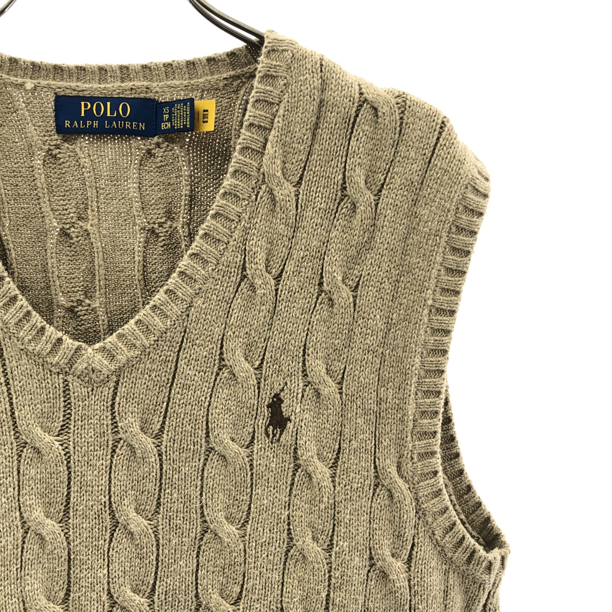 POLO RALPH LAUREN / 폴로랄프로렌 | 코튼 원포인트 포니 케이블 니트 베스트 | XS |