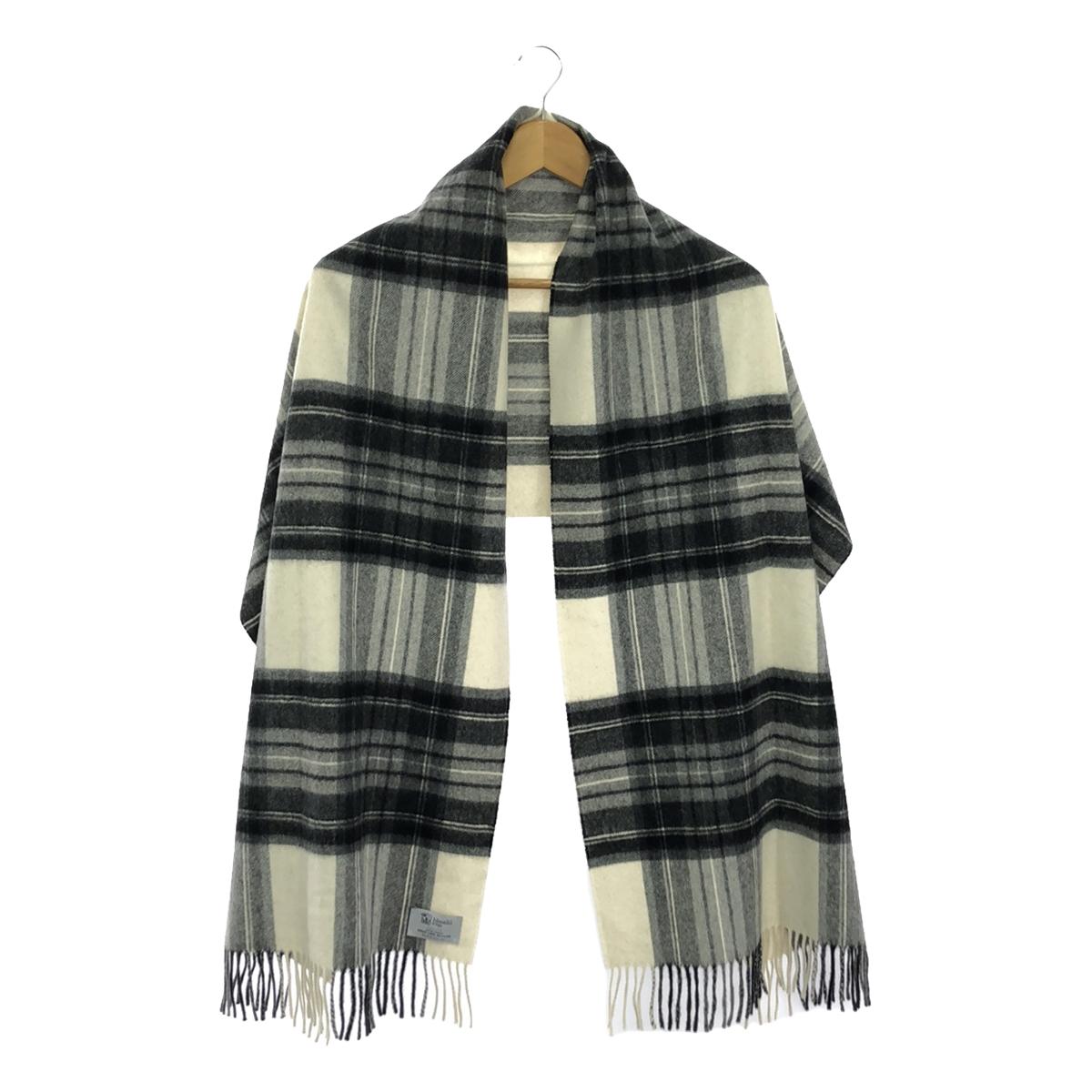 JOHNSTONS OF ELGIN / Johnstons of Elgin | × UNITED ARROWS Green Label Relaxing Check Fringe Stole | White/Black