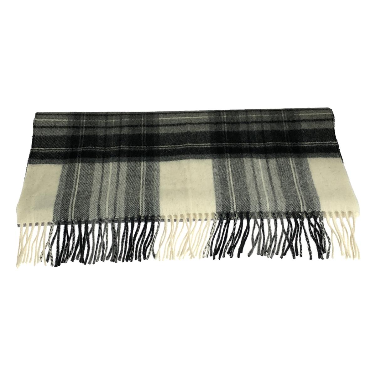 JOHNSTONS OF ELGIN / Johnstons of Elgin | × UNITED ARROWS Green Label Relaxing Check Fringe Stole | White/Black