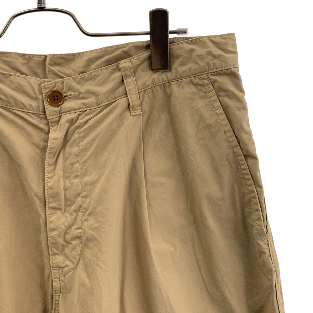 【成色極佳】KUON | 棉質府綢闊腿軍褲 | L碼 | 米色 | 男士