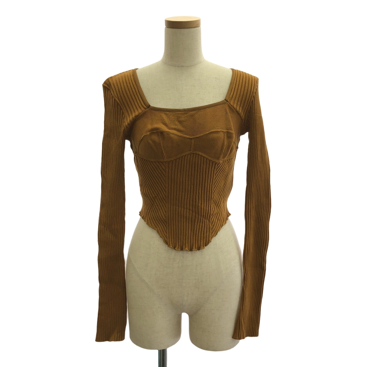 FETICO / フェティコ | Ribbed Bustier Top リブニット | 1 | ブラウン | レディース