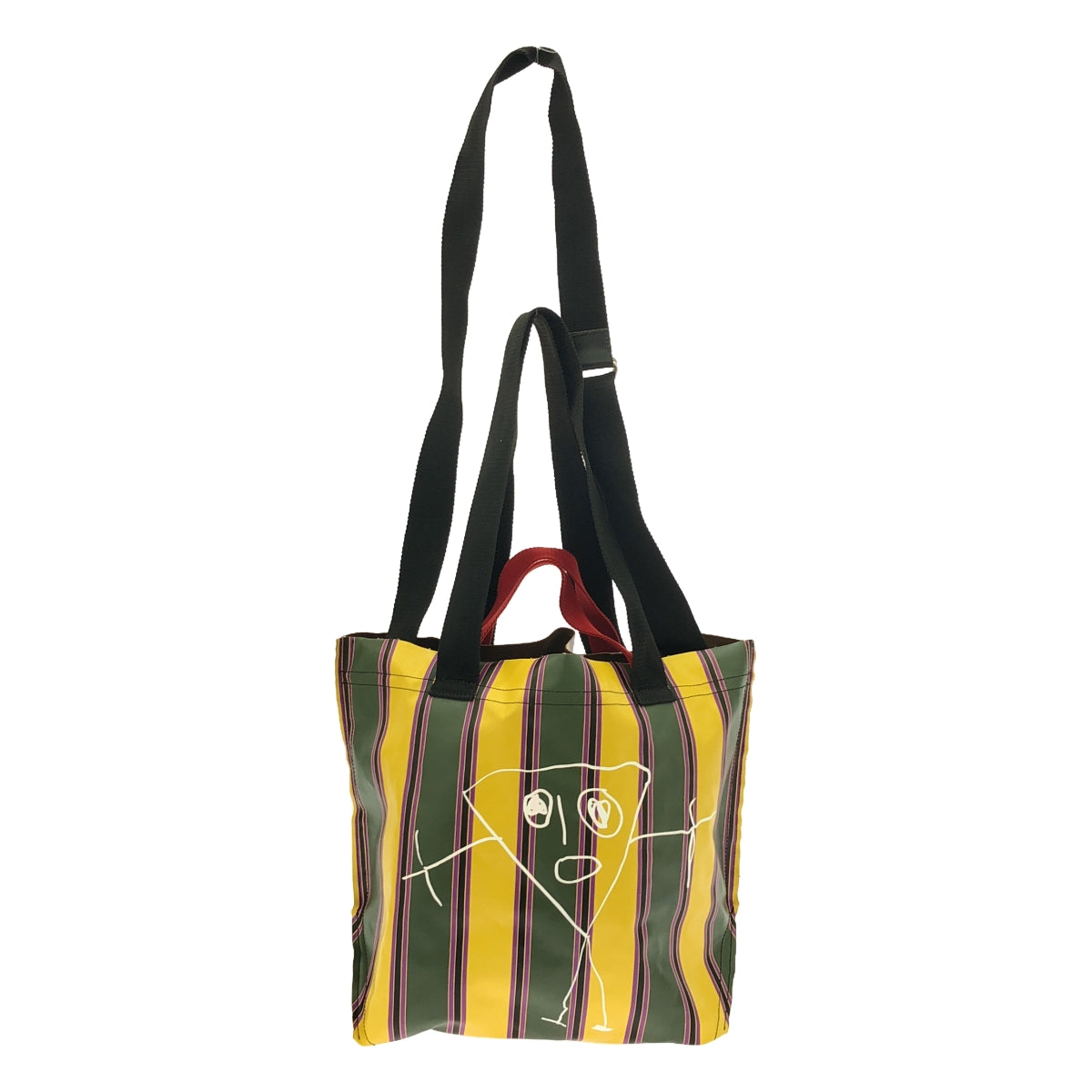 [Beautiful Condition] Plan C | Stripe Print Shoulder Bag | Multicolor | Women's