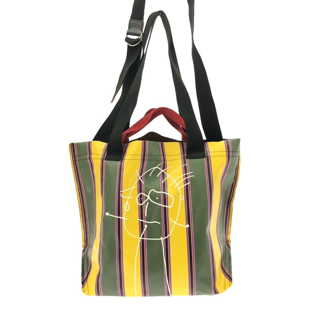 [Beautiful Condition] Plan C | Stripe Print Shoulder Bag | Multicolor | Women's