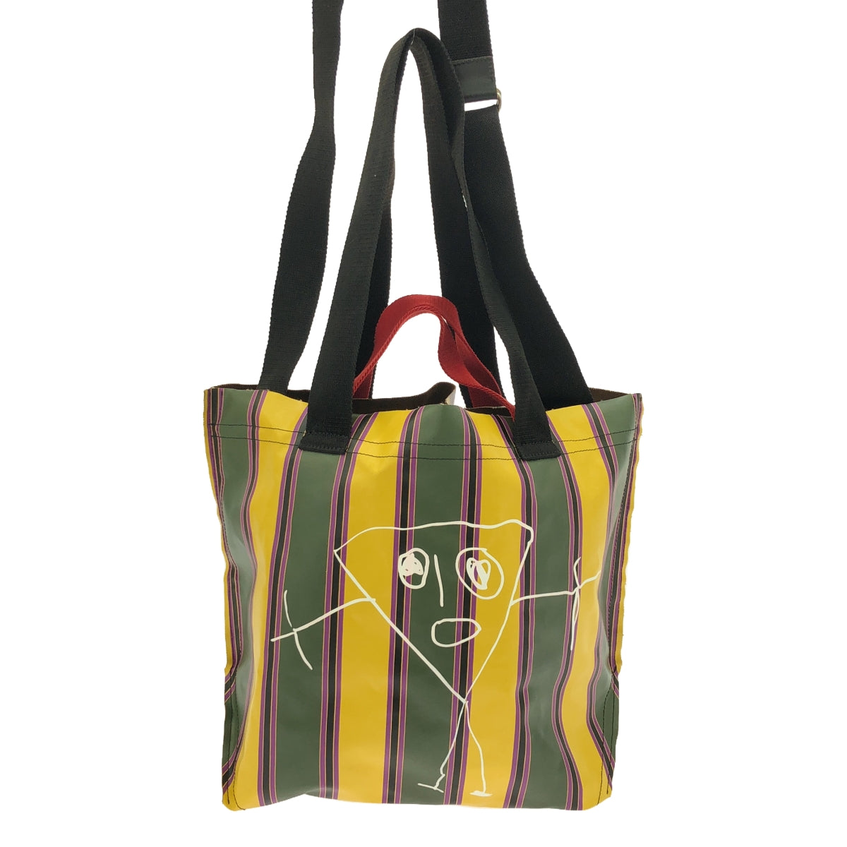 [Beautiful Condition] Plan C | Stripe Print Shoulder Bag | Multicolor | Women's