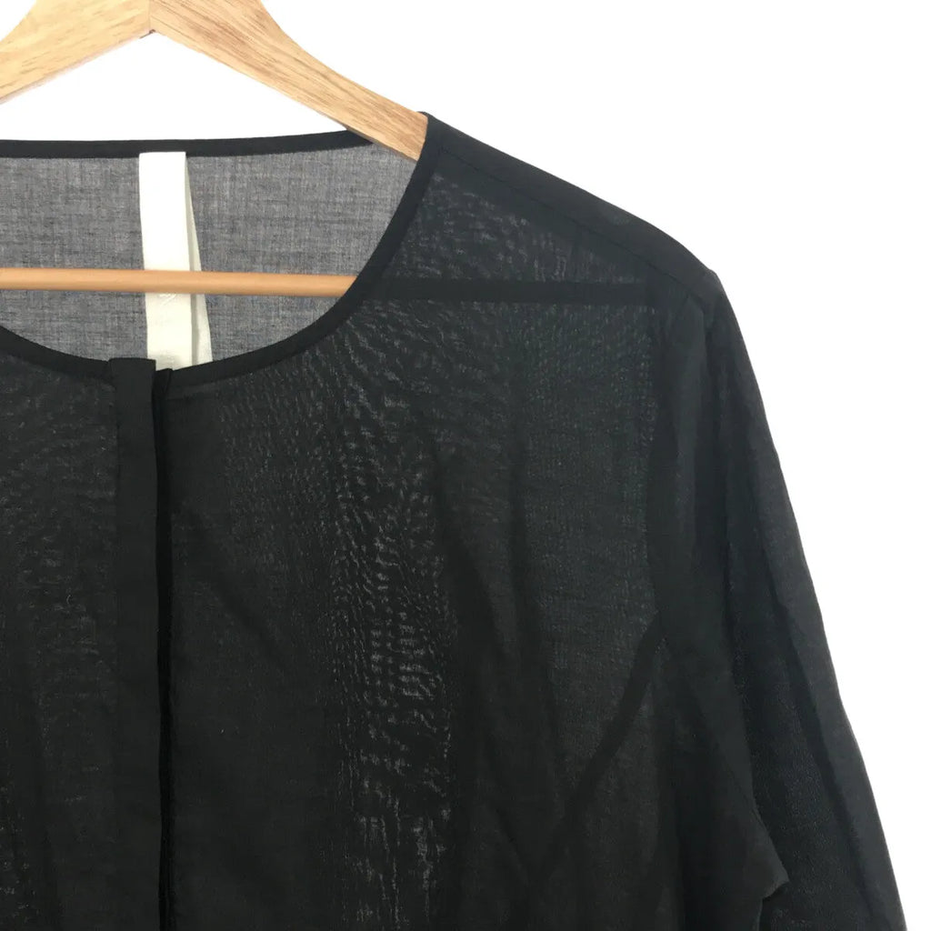 MERLETTE / マーレット | コットン ノーカラー ギャザー ティアード シャツワンピース | S | ブラック | レディース