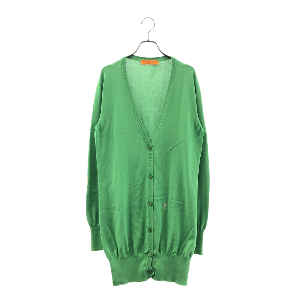 HYDROGEN / ハイドロゲン | コットン エンブロイダリースカル エルボーパッチ ロング ニット カーディガン | L | レディース