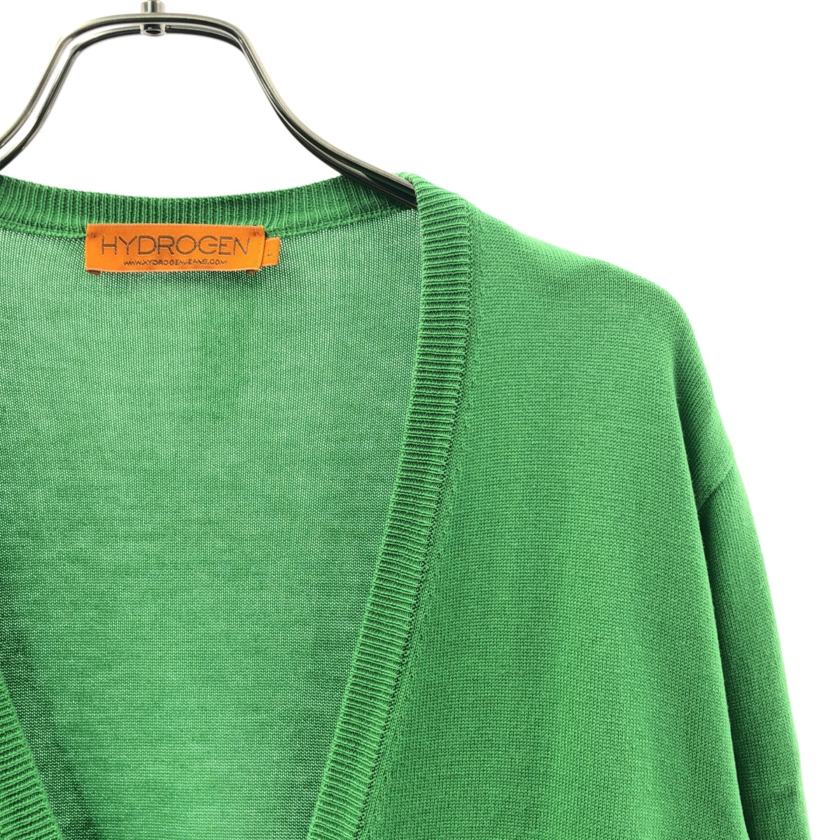 HYDROGEN / ハイドロゲン | コットン エンブロイダリースカル エルボーパッチ ロング ニット カーディガン | L | レディース