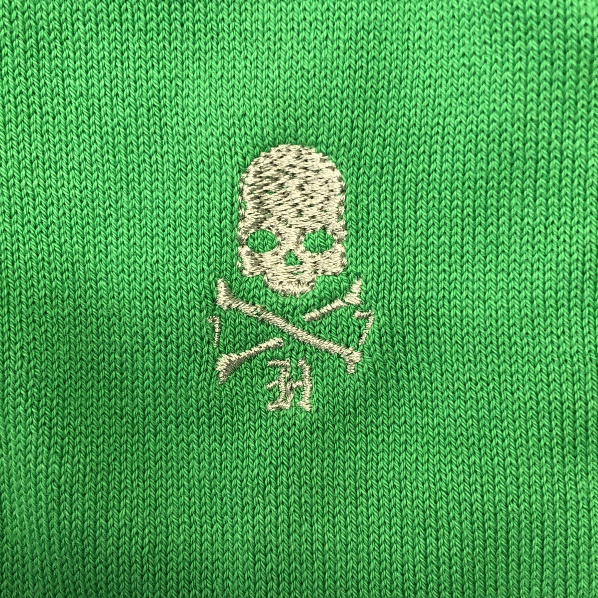 HYDROGEN / ハイドロゲン | コットン エンブロイダリースカル エルボーパッチ ロング ニット カーディガン | L | レディース