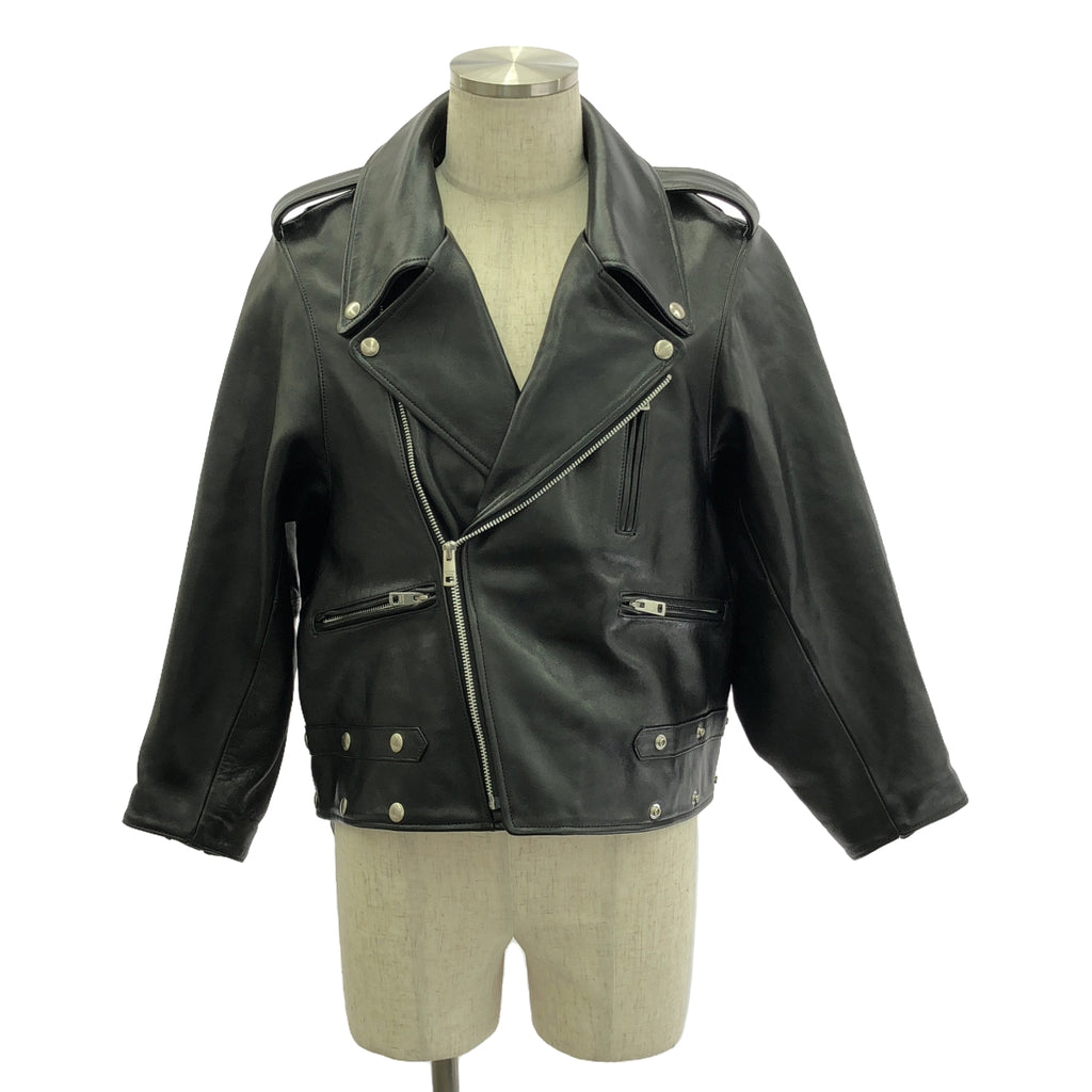 【美品】  beautiful people / ビューティフルピープル | 2023AW | double-end vintage leather riders jacket / ダブルエンド レザー ライダースジャケット / 総柄裏地 | 34 | ブラック | メンズ