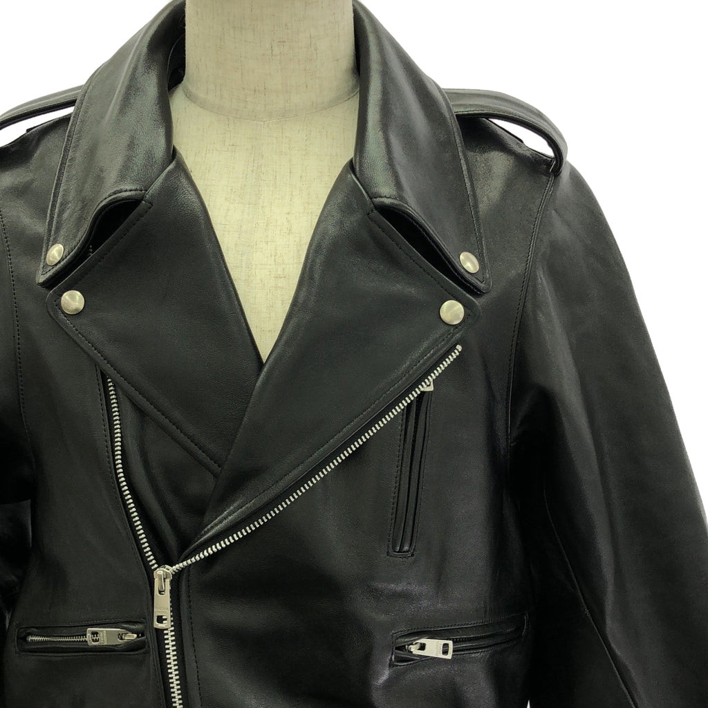 【美品】  beautiful people / ビューティフルピープル | 2023AW | double-end vintage leather riders jacket / ダブルエンド レザー ライダースジャケット / 総柄裏地 | 34 | ブラック | メンズ