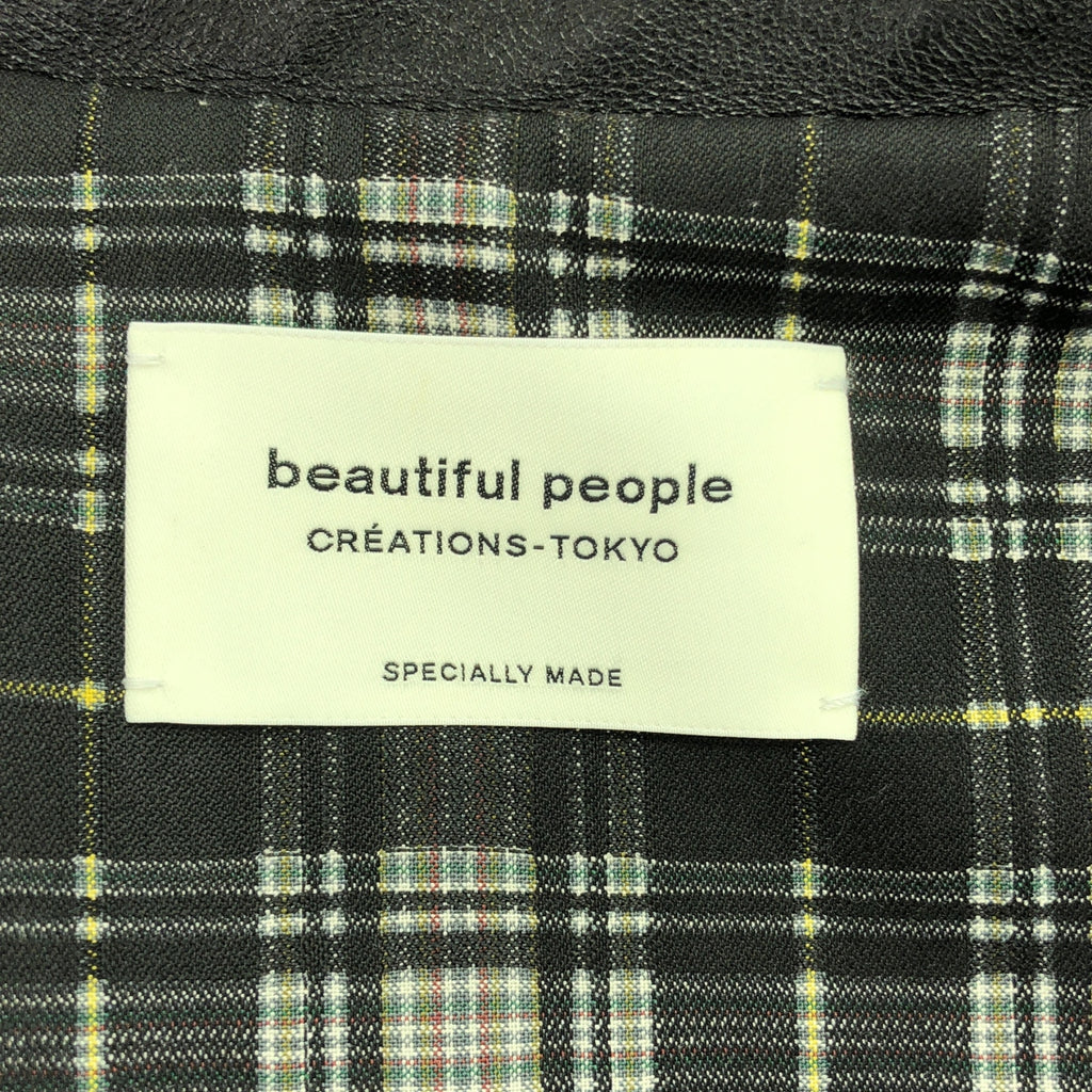 【美品】  beautiful people / ビューティフルピープル | 2023AW | double-end vintage leather riders jacket / ダブルエンド レザー ライダースジャケット / 総柄裏地 | 34 | ブラック | メンズ