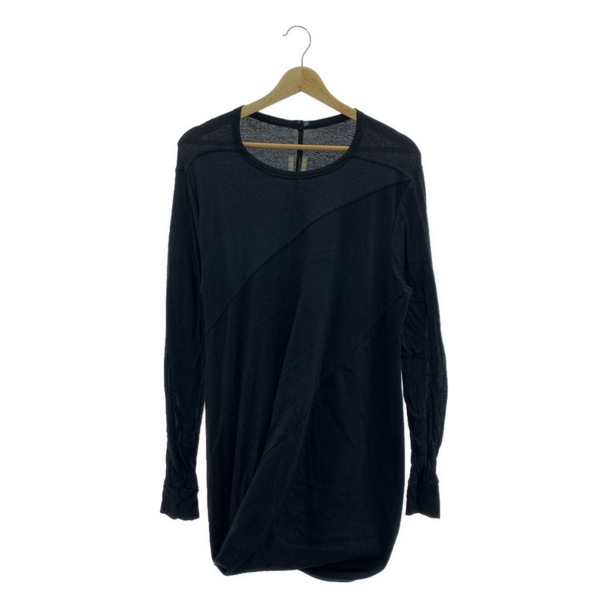 Rick Owens / リックオウエンス | 2022AW | Inhuman Draped Long-Sleeve Shirt コットン 異素材切替 変形 ドレープカットソー | L | メンズ