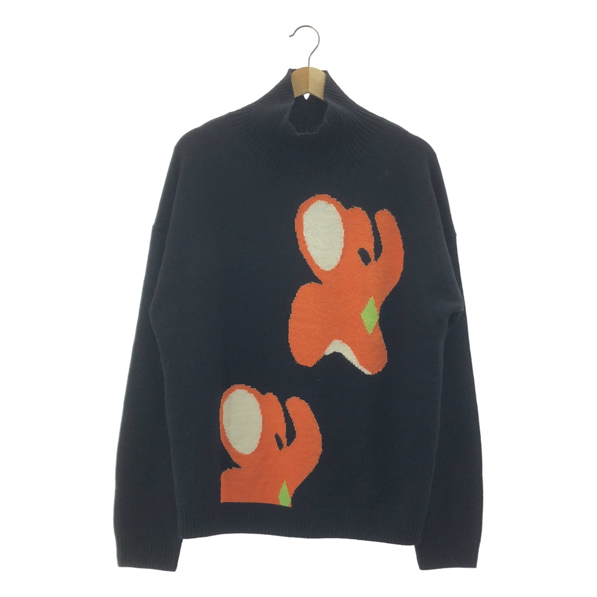 JW Anderson / ジェイダブルアンダーソン | ウール エレファント インターシャ ハイネックニット | S | ブラック | メンズ