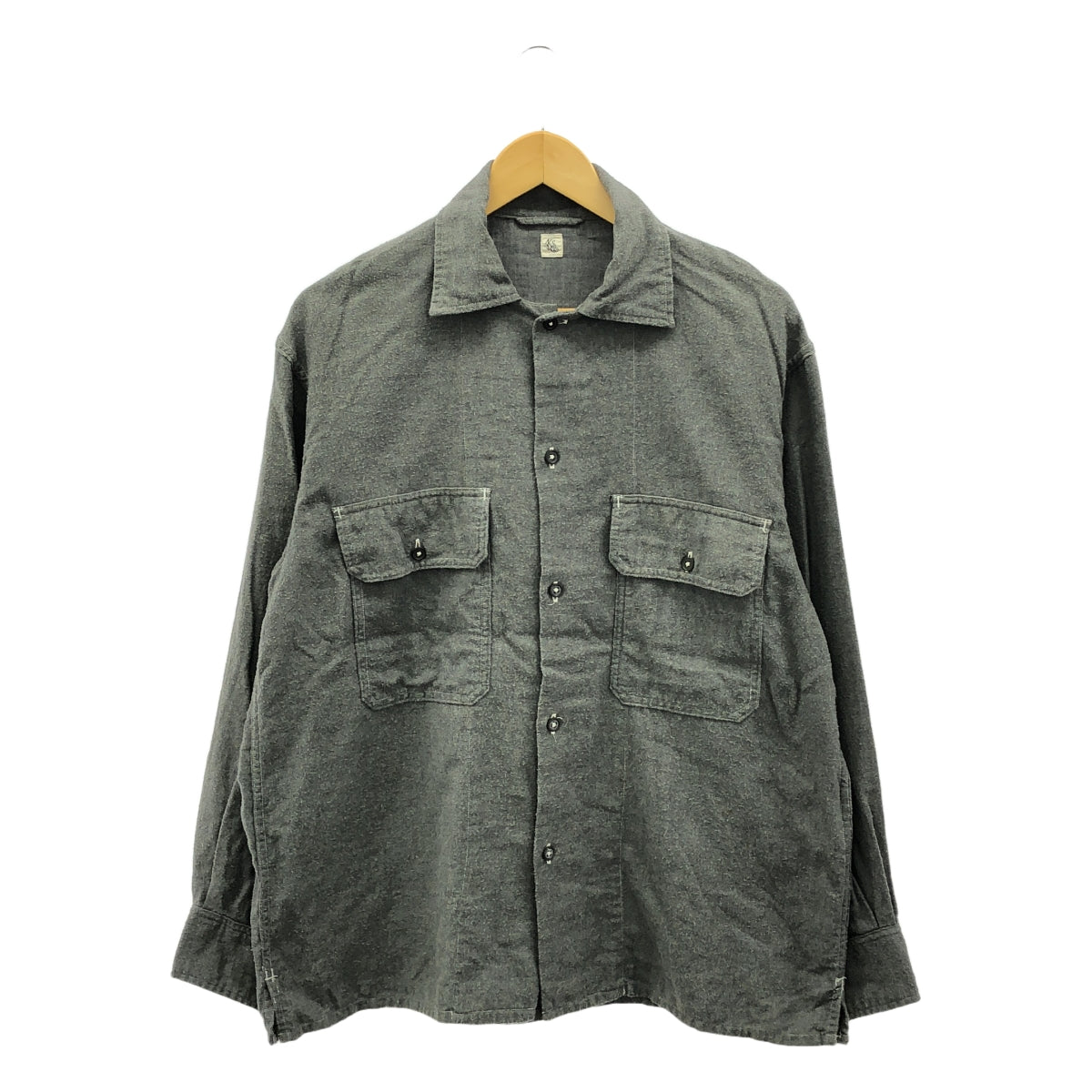 Kaptain Sunshine / 캡틴 선샤인 | 2018AW | OPEN COLLAR SHIRTS 코튼 캐시미어 오픈 컬러 셔츠 | 38 | 회색 | 남성