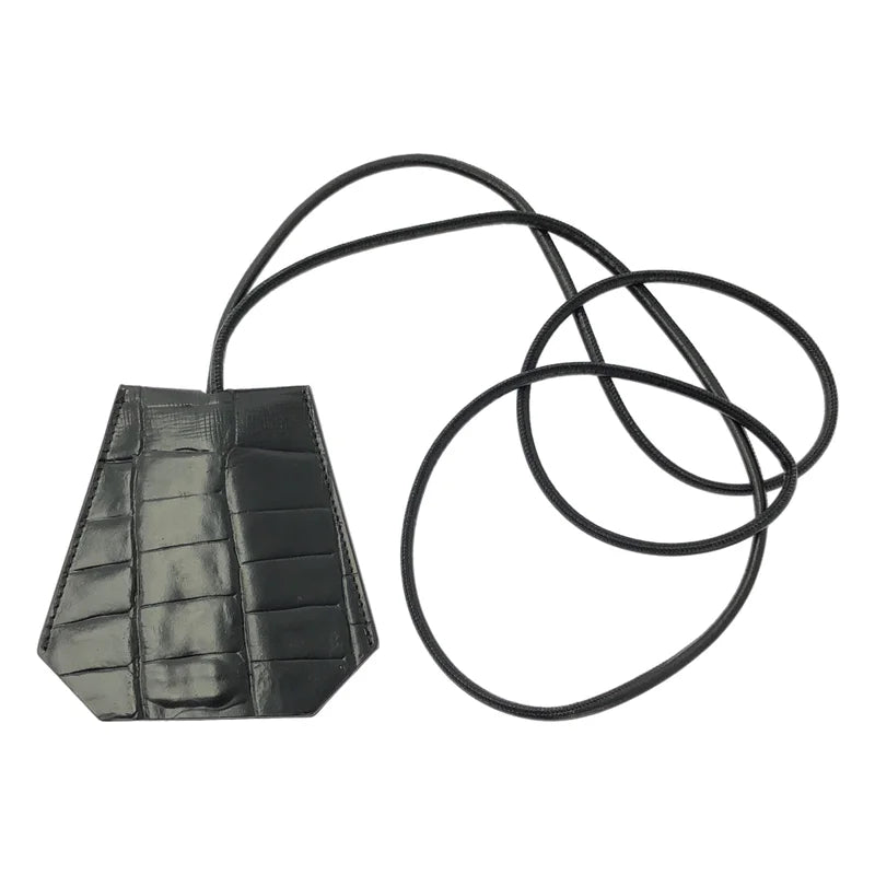 Maison Margiela / メゾンマルジェラ | レザー クロコダイル柄 クロシェット ネックストラップ キーホルダー |