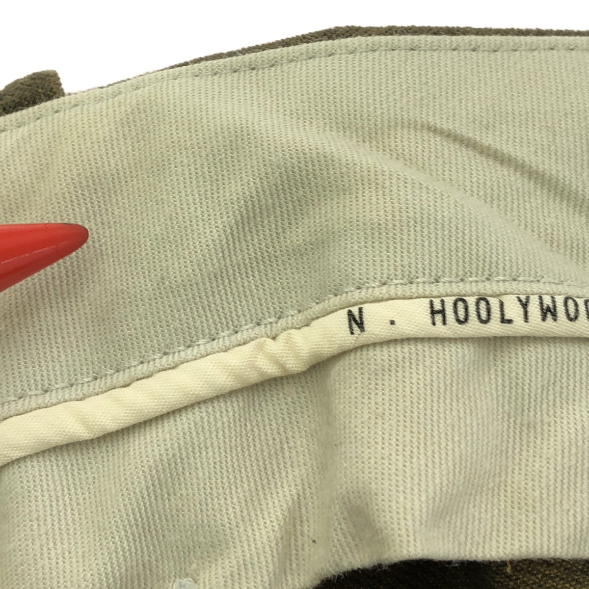 N.HOOLYWOOD / エヌハリウッド | ベロア タック スラックスパンツ | 36 | オリーブ | メンズ